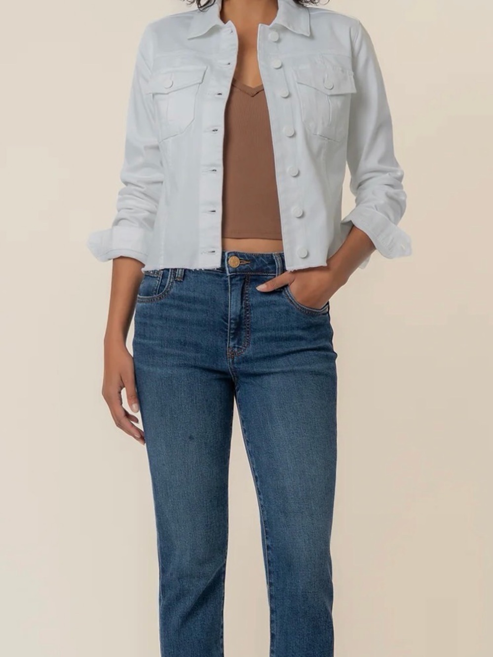 Kut from the kloth Kara Denim Jacket in Optic White Size M
